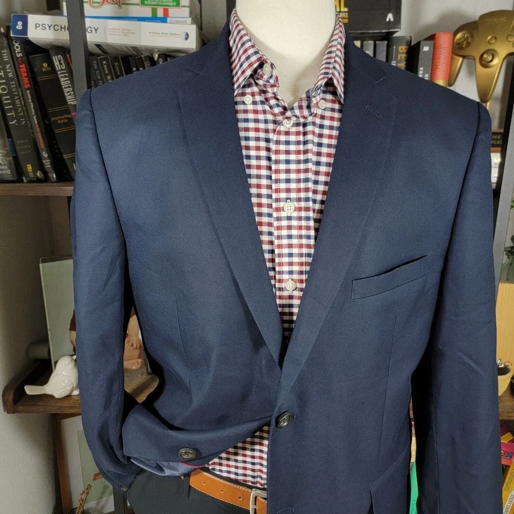 US POLO ASSN Men's Sport Coat Blazer‎ Two Button Navy Blue 100% Cotton Size 44R